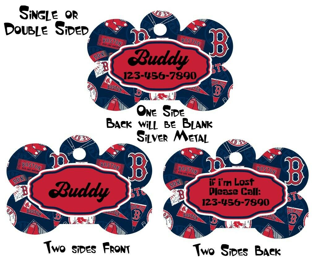 Pet ID Tag Boston Red Sox MLB Personalized Custom Double Sided Pet Tag