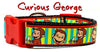 Curious George dog collar Handmade adjustable buckle 1"or 5/8" wide or leash Petcollarshandmade