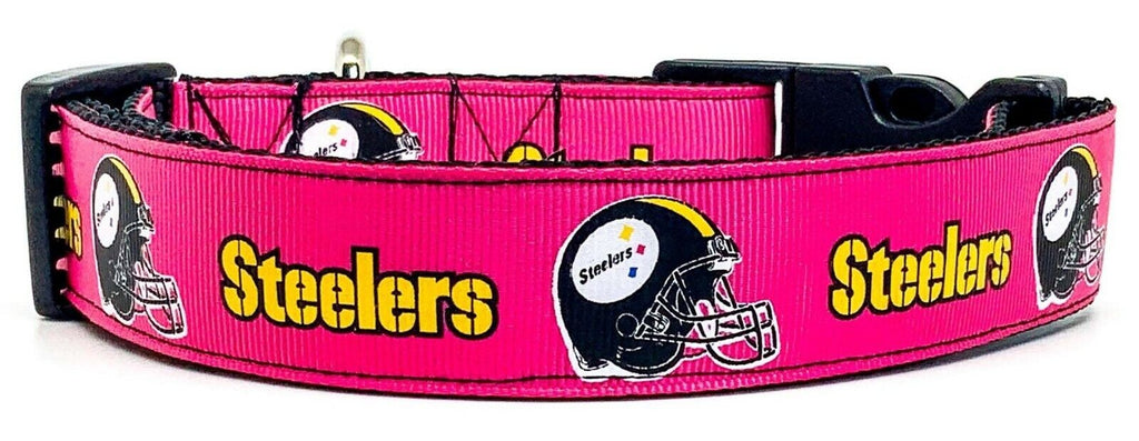 Steelers girl dog collar handmade adjustable buckle 1 or 5/8 wide or