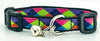 Argyle cat or small dog collar 1/2" wide adjustable handmade bell or leash Petcollarshandmade