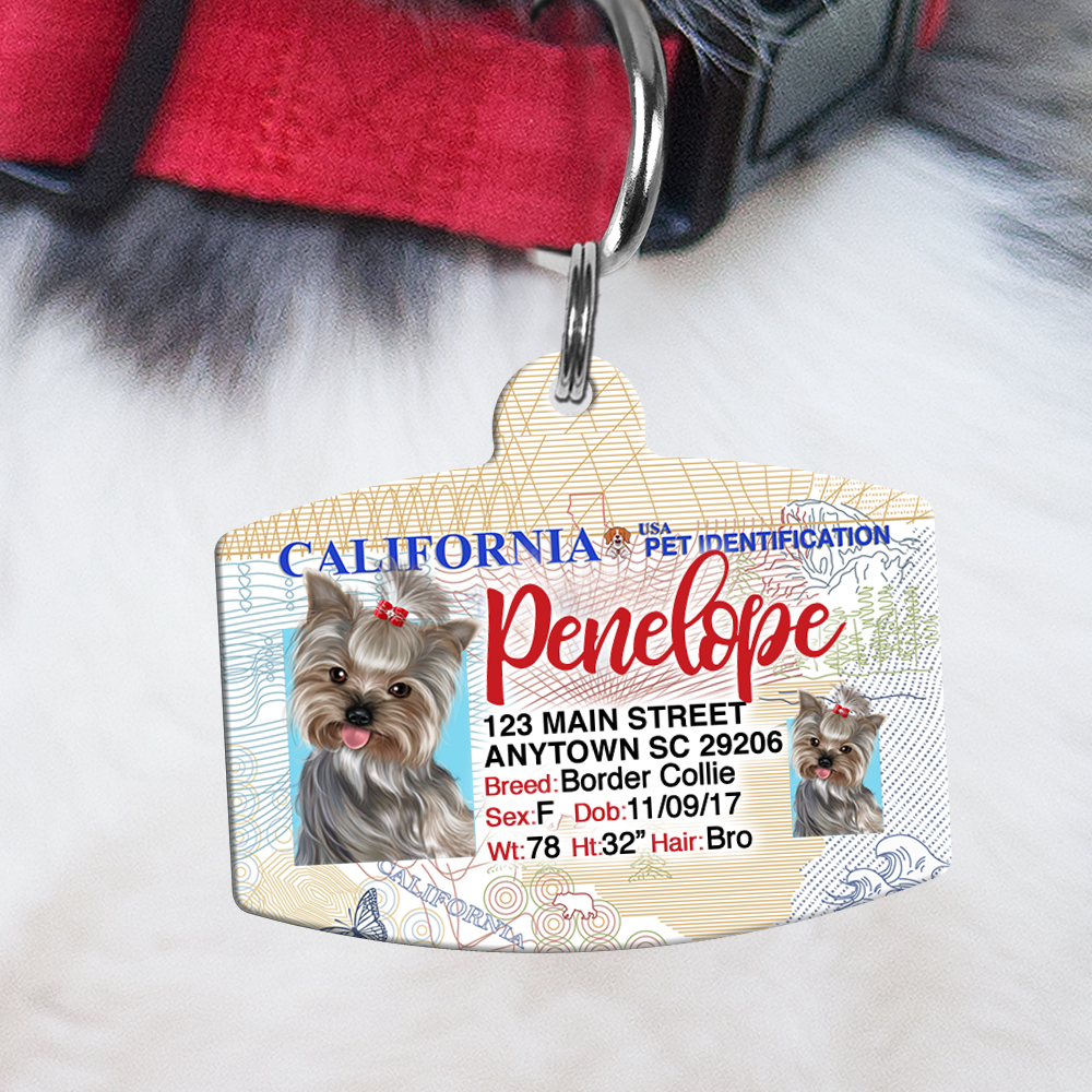 California Driver License Pet ID tags Dog ID Tag Personalized Pet