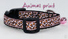 Animal Print cat or small dog collar 1/2" wide adjustable handmade bell or leash Petcollarshandmade