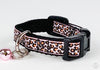 Animal Print cat or small dog collar 1/2" wide adjustable handmade bell or leash Petcollarshandmade