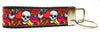 Skulls Key Fob Wristlet Keychain 1"wide Zipper pull Camera strap handmade - Furrypetbeds