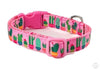 Cactus dog collar handmade adjustable buckle collar 5/8" wide or leash fabric Petcollarshandmade