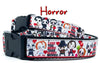 Horror dog collar handmade adjustable buckle collar 5/8" wide or leash fabric Petcollarshandmade