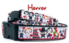 Horror dog collar handmade adjustable buckle collar 1" or 5/8" wide or leash Petcollarshandmade