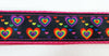 Rainbow Hearts dog collar handmade adjustable buckle collar 1" wide leash fabric - Furrypetbeds