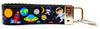 Space Key Fob Wristlet Keychain 1"wide Zipper pull Camera strap handmade - Furrypetbeds