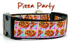Pizza Party dog collar handmade adjustable buckle collar 1"wide or leash - Furrypetbeds
