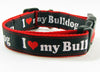 I Love My Bulldog dog collar Handmade adjustable buckle collar 1"wide or leash - Furrypetbeds