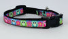 Owls cat or small dog collar 1/2" wide adjustable buckle handmade bell or leash - Furrypetbeds