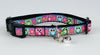 Owls cat or small dog collar 1/2" wide adjustable buckle handmade bell or leash - Furrypetbeds