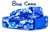 Blue Camo dog collar handmade adjustable buckle 1"or 5/8" wide or leash hunting Petcollarshandmade