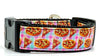 Pizza Party dog collar handmade adjustable buckle collar 1"wide or leash - Furrypetbeds