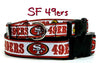 SF 49ers dog collar handmade adjustable buckle football 1" or 5/8" wide or leash Petcollarshandmade - Furrypetbeds