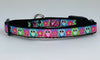 Owls cat or small dog collar 1/2" wide adjustable buckle handmade bell or leash - Furrypetbeds