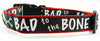 Bad To The Bone dog collar handmade adjustable buckle 1" or 5/8" wide or leash Petcollarshandmade