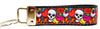 Skulls Key Fob Wristlet Keychain 1"wide Zipper pull Camera strap handmade - Furrypetbeds