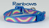 Rainbow cat & small dog collar 1/2" wide adjustable buckle handmade bell leash - Furrypetbeds