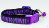 Zebra Print cat & small dog collar 1/2" wide adjustable handmade bell leash - Furrypetbeds
