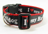 I Love My Bulldog dog collar Handmade adjustable buckle collar 1"wide or leash - Furrypetbeds