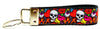 Skulls Key Fob Wristlet Keychain 1"wide Zipper pull Camera strap handmade - Furrypetbeds