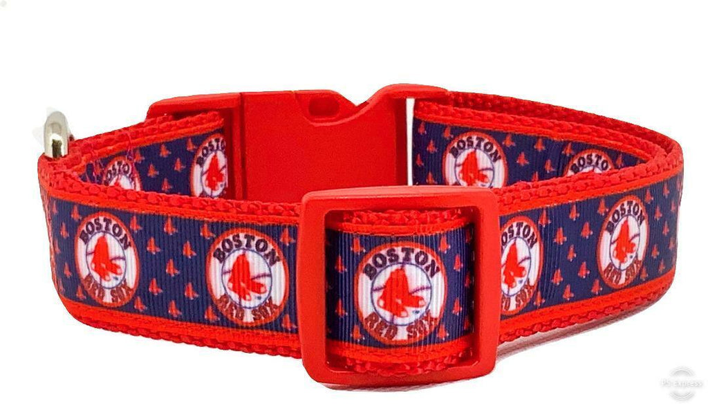 Boston Red Sox dog collar handmade adjustable buckle collar