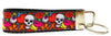 Skulls Key Fob Wristlet Keychain 1"wide Zipper pull Camera strap handmade - Furrypetbeds