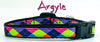Argyle cat or small dog collar 1/2" wide adjustable handmade bell or leash Petcollarshandmade