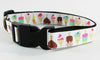 Ice Cream dog collar handmade adjustable buckle collar 1"wide or leash - Furrypetbeds