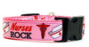 Nurses Rock dog collar handmade adjustable buckle collar 1" wide or leash - Furrypetbeds