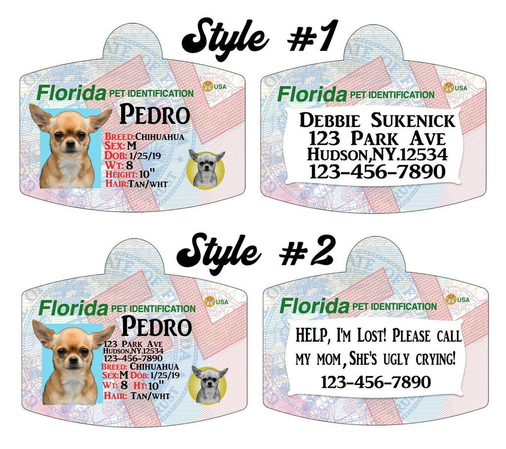 Florida Drivers License Pet ID tags Dog ID Tag Personalized Pet ID Tag  aluminum