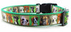 Puppies dog collar handmade adjustable buckle collar 1"wide or leash fabric - Furrypetbeds