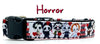 Horror dog collar handmade adjustable buckle collar 5/8" wide or leash fabric Petcollarshandmade