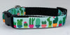 Cactus dog collar handmade adjustable buckle collar 5/8" wide or leash fabric Petcollarshandmade
