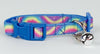 Rainbow cat & small dog collar 1/2" wide adjustable buckle handmade bell leash - Furrypetbeds