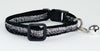Silver Glitter cat & small dog collar 1/2" wide adjustable handmade bell leash - Furrypetbeds