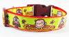 Curious George dog collar Handmade adjustable buckle collar 1"wide or leash - Furrypetbeds