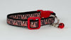 Boston Terrier cat or small dog collar 1/2" wide adjustable handmade bell leash - Furrypetbeds
