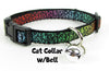 Animal Print cat or small dog collar 1/2" wide adjustable handmade bell or leash Petcollarshandmade