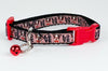 Boston Terrier cat or small dog collar 1/2" wide adjustable handmade bell leash - Furrypetbeds