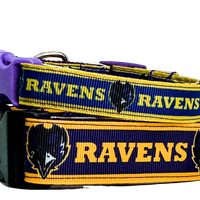 Ravens dog collar handmade adjustable buckle football 1" or 5/8" wide or leash
