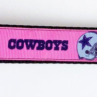 Dallas Cowboys dog collar handmade adjustable 1" or 5/8" wide or leash pink