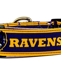 Ravens dog collar handmade adjustable buckle football 1" or 5/8" wide or leash