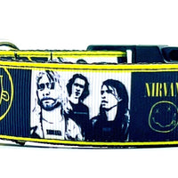 Nirvana dog collar Rock N Roll handmade adjustable buckle 1" wide or leash Petcollarshandmade