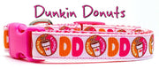 Dunkin Donuts Dog collar handmade adjustable buckle 5/8" & 1/2" wide or leash Petcollarshandmade