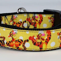 Tigger Winnie the Poo dog collar Handmade adjustable buckle 1" wide or leash Petcollarshandmade