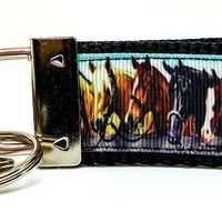 Horses Key Fob Wristlet Keychain 1 1/4"wide Zipper pull Camera strap