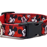 Mickey Mouse dog collar handmade adjustable buckle collar 5/8"wide or leash Petcollarshandmade